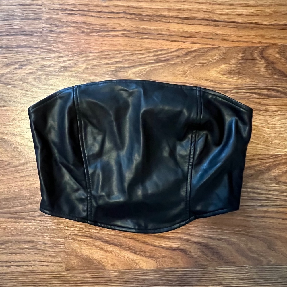 Kendall & Kylie Black Leather Tube Top